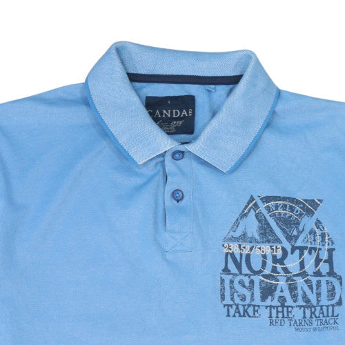 C&A Canda Men's Blue Short Sleeve Polo Shirt Size L Cotton Casual