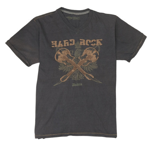 Hard Rock Cafe Mens Black V-Neck Guitar Graphic T-Shirt Medium