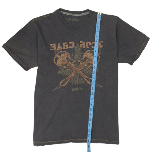 Hard Rock Cafe Mens Black V-Neck Guitar Graphic T-Shirt Medium