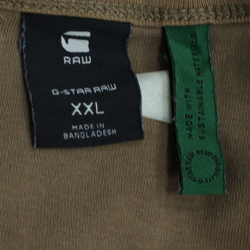 G-Star RAW Men's Beige Crew Neck Cotton Short Sleeve T-Shirt XXL