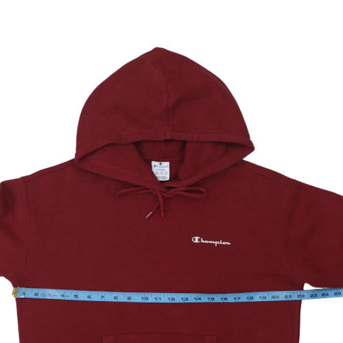 Champion Men's Red Hooded Long Sleeve Fleece Sweatshirt L