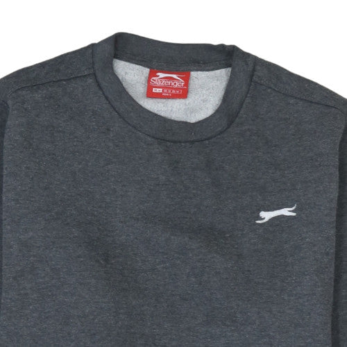 Slazenger Men's Grey Crew Neck Pullover Sweatshirt M Regular Fit