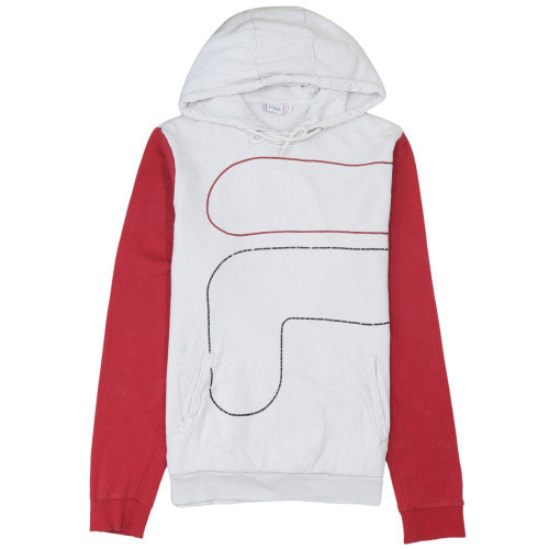 Fila Men's White and Red Pullover Hoodie L Cotton Blend