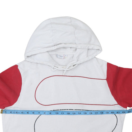 Fila Men's White and Red Pullover Hoodie L Cotton Blend