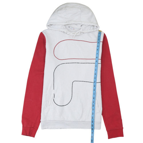 Fila Men's White and Red Pullover Hoodie L Cotton Blend
