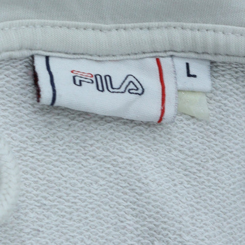 Fila Men's White and Red Pullover Hoodie L Cotton Blend