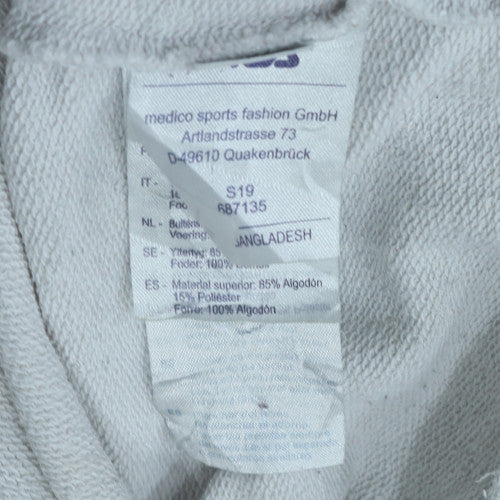 Fila Men's White and Red Pullover Hoodie L Cotton Blend