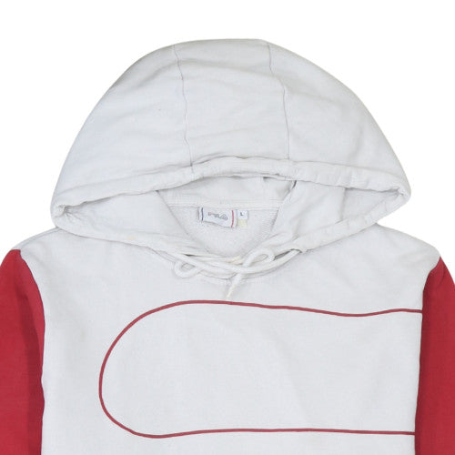 Fila Men's White and Red Pullover Hoodie L Cotton Blend