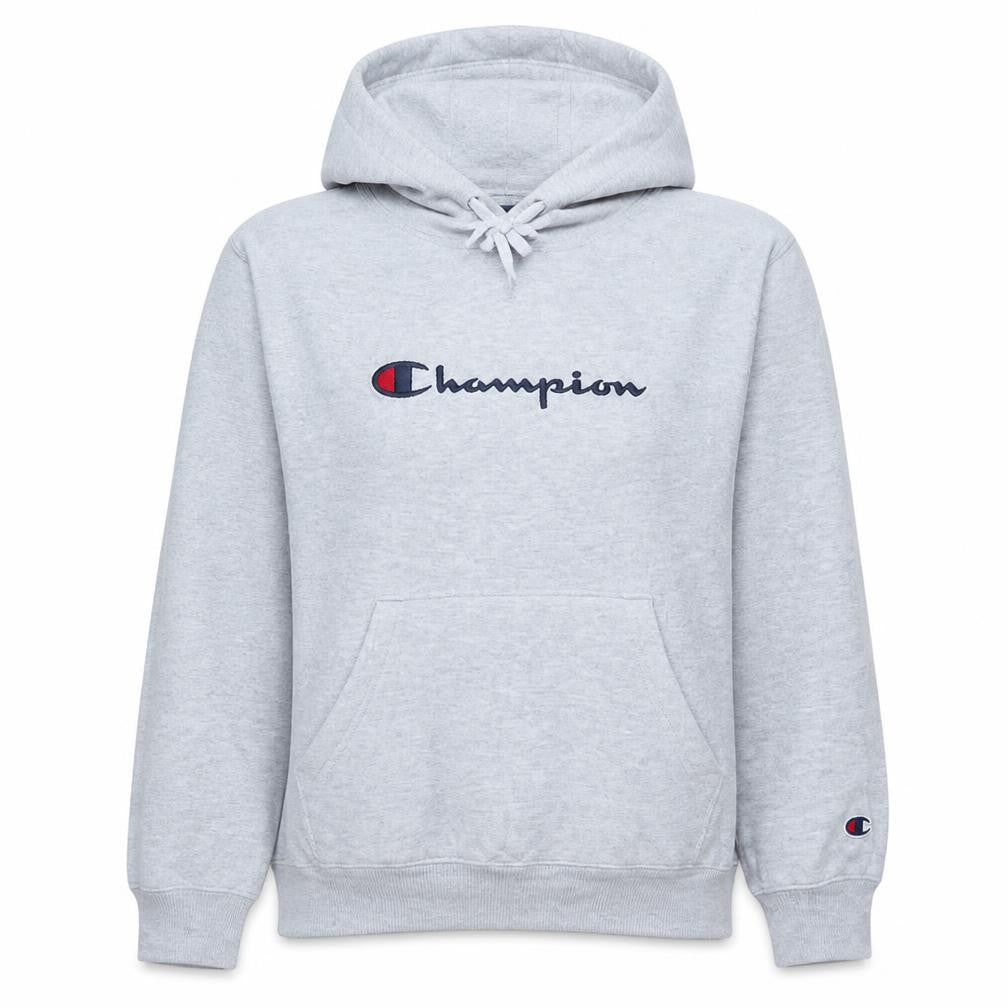 Front view of Champion Women’s Grey Small Hoodie Pullover with Logo – Casual Style