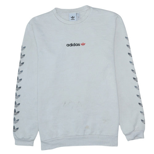 Adidas Men's White Logo Pullover Sweatshirt Size L
