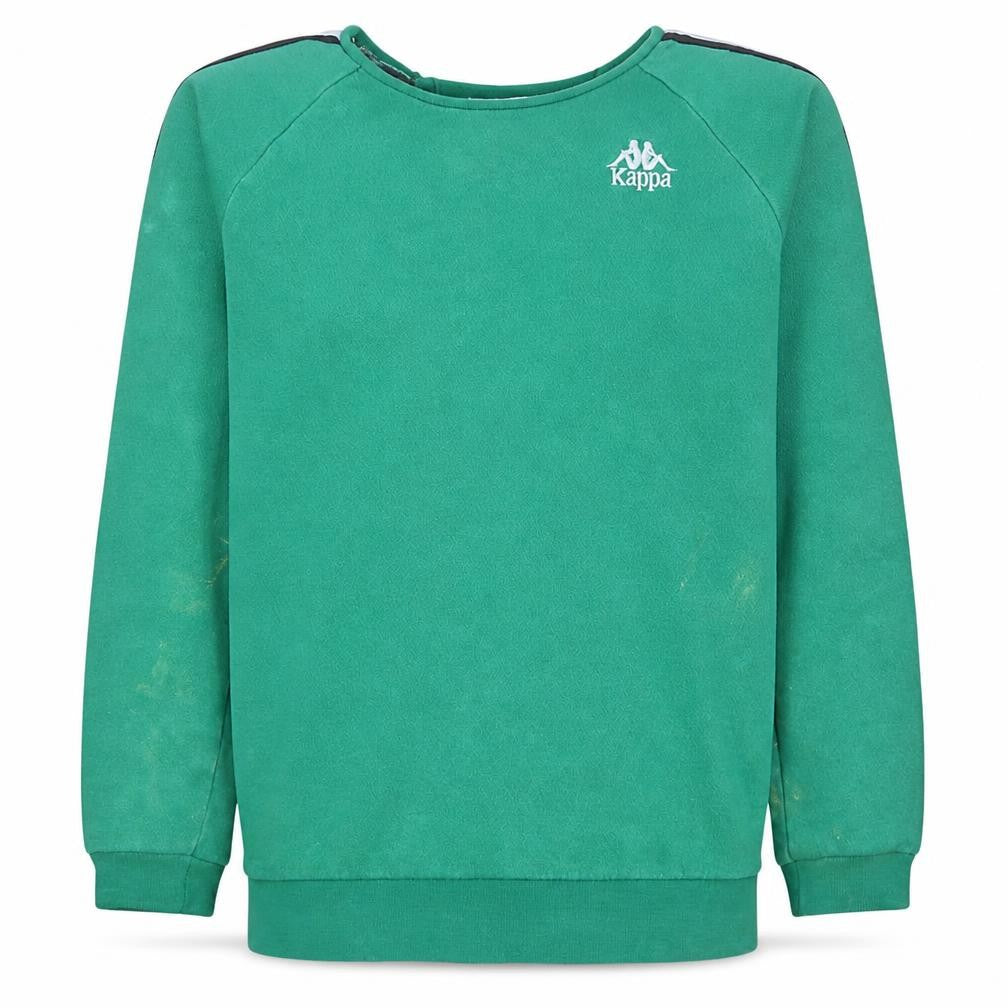 Front view of Kappa Men's Green Small Pullover Sweatshirt Logo Tape Design
