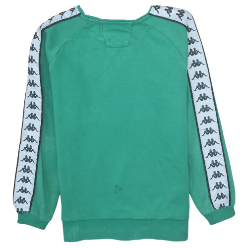 Kappa Men's Green Small Pullover Sweatshirt Logo Tape Design