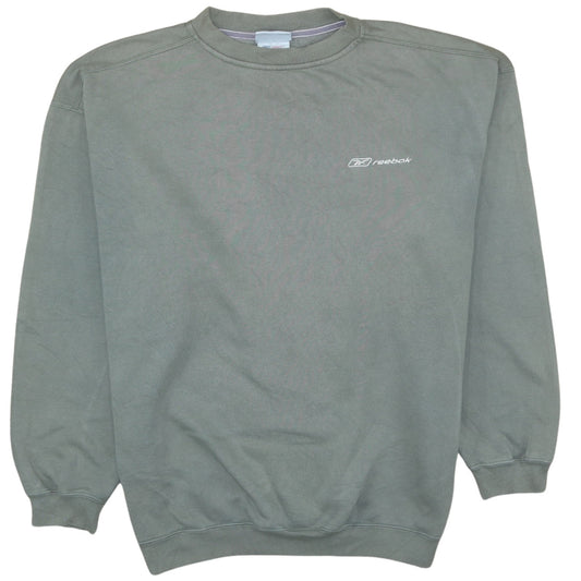 Reebok Men Green Pullover Sweatshirt L Crew Neck Regular Fit
