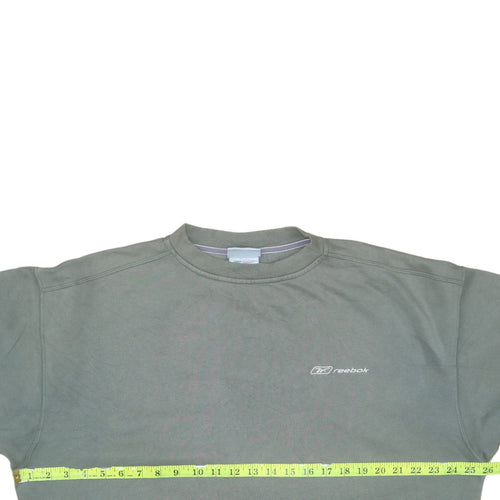 Reebok Men Green Pullover Sweatshirt L Crew Neck Regular Fit