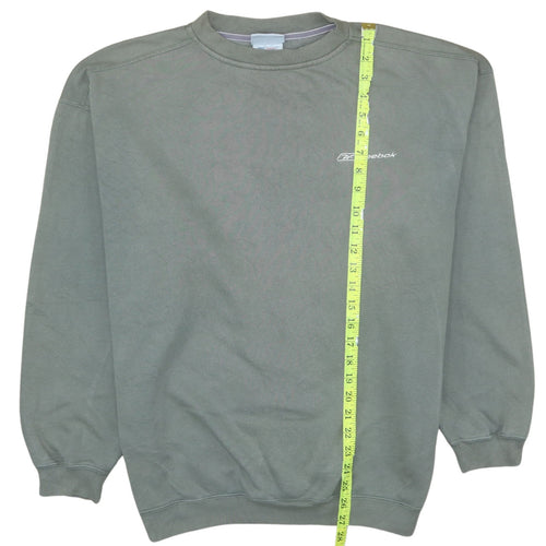 Reebok Men Green Pullover Sweatshirt L Crew Neck Regular Fit