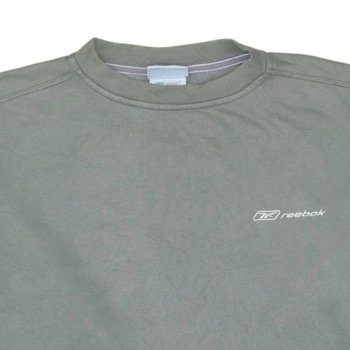 Reebok Men Green Pullover Sweatshirt L Crew Neck Regular Fit