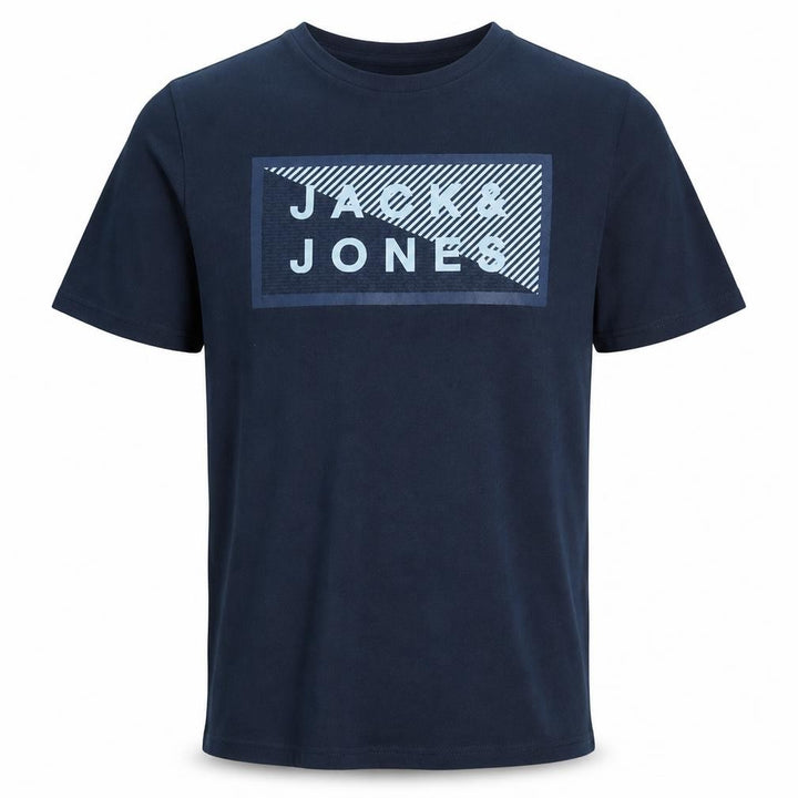 Jack & Jones Men's Blue Graphic Logo Polo Shirt Size S