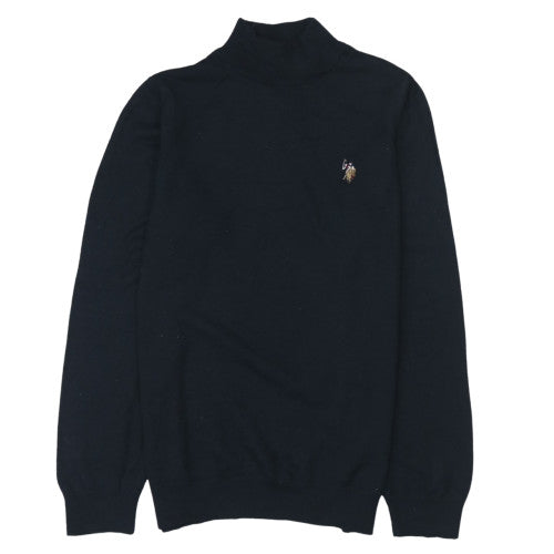 U.S. Polo Assn. Men Black Roll Neck Cotton Pullover Jumper M