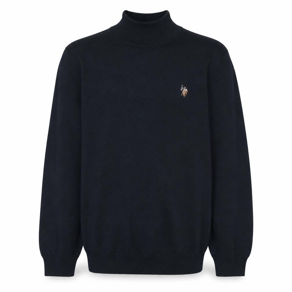 Front view of U.S. Polo Assn. Men Black Roll Neck Cotton jumper M