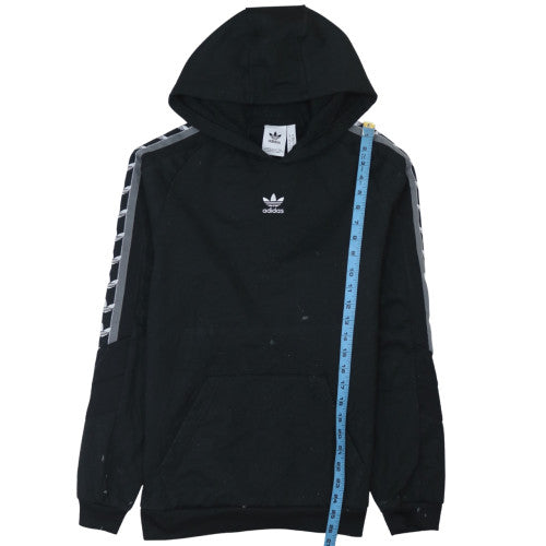 Adidas Men’s Black Small Pullover Hoodie with Logo & Stripes
