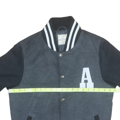 C&A Boys Black Varsity Jacket Size 16 Years Lined Snap Button Casual Outerwear