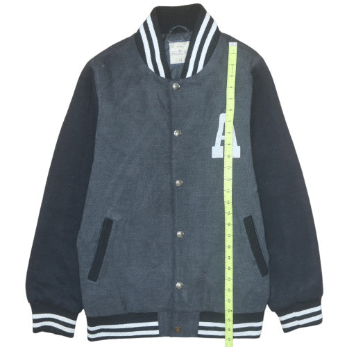 C&A Boys Black Varsity Jacket Size 16 Years Lined Snap Button Casual Outerwear