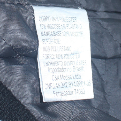 C&A Boys Black Varsity Jacket Size 16 Years Lined Snap Button Casual Outerwear