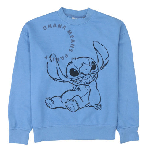 Disney Women Blue Stitch Sweatshirt Size S Ohana Means Family