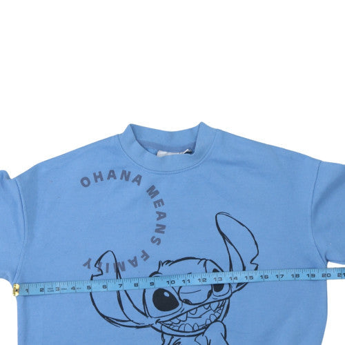 Disney Women Blue Stitch Sweatshirt Size S Ohana Means Family