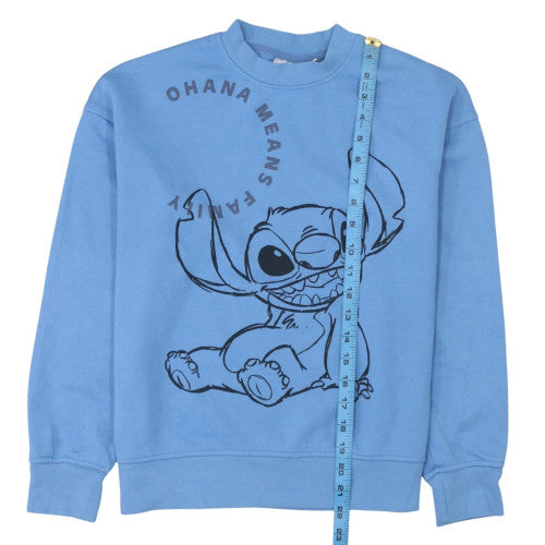 Disney Women Blue Stitch Sweatshirt Size S Ohana Means Family