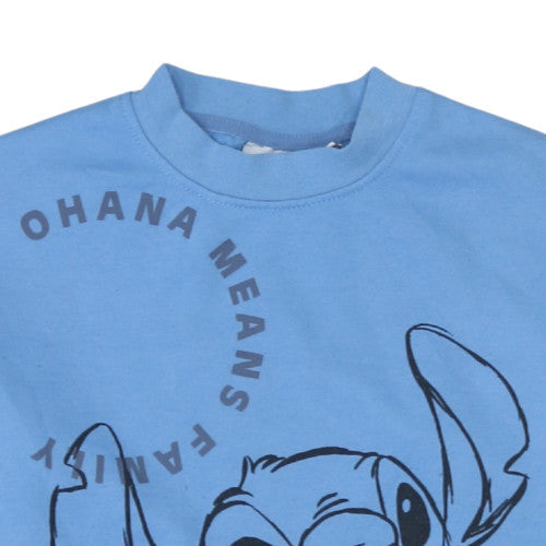 Disney Women Blue Stitch Sweatshirt Size S Ohana Means Family
