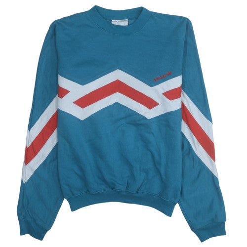 Adidas Women Blue Red Chevron Sweatshirt Size M Retro Crew Neck