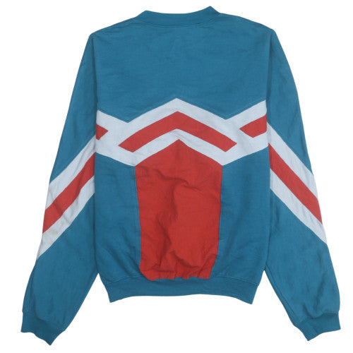 Adidas Women Blue Red Chevron Sweatshirt Size M Retro Crew Neck