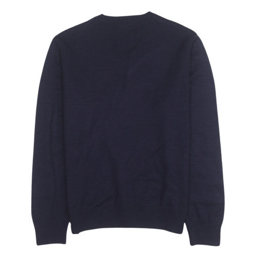 Metal Men's Blue Wool V-Neck Argyle Knit Jumper Size M