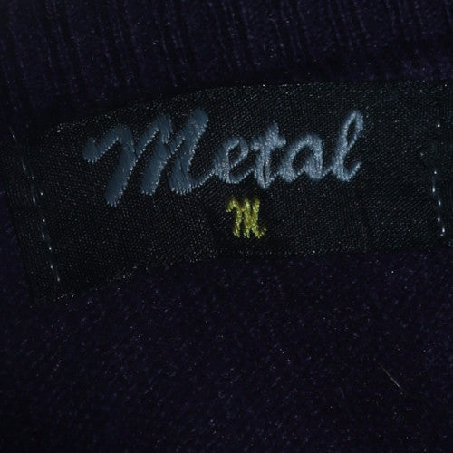 Metal Men's Blue Wool V-Neck Argyle Knit Jumper Size M