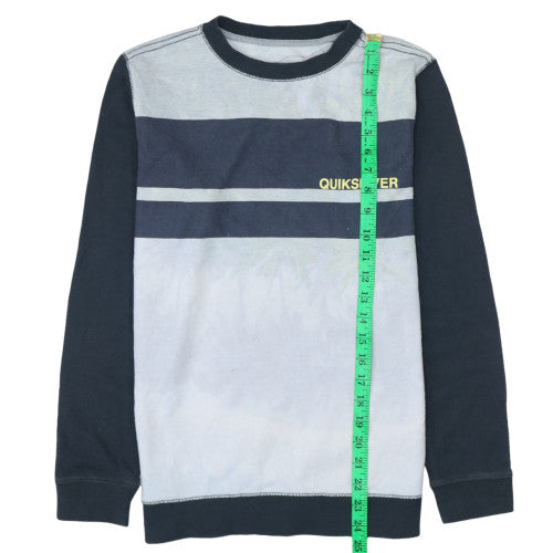Quiksilver Men's Blue Stripe Logo Crew Neck Sweatshirt Size S