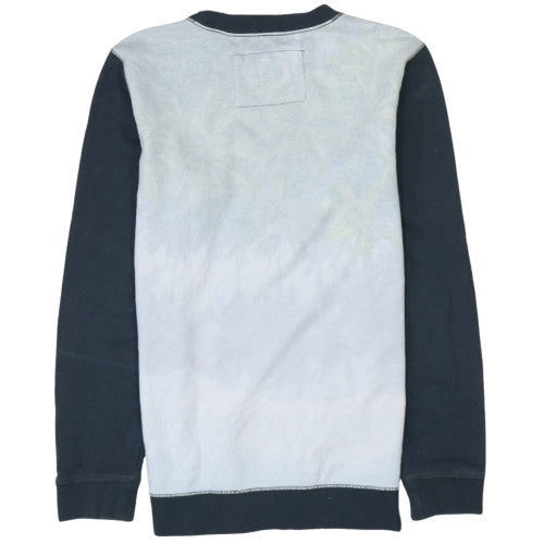 Quiksilver Men's Blue Stripe Logo Crew Neck Sweatshirt Size S