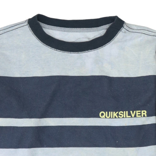Quiksilver Men's Blue Stripe Logo Crew Neck Sweatshirt Size S