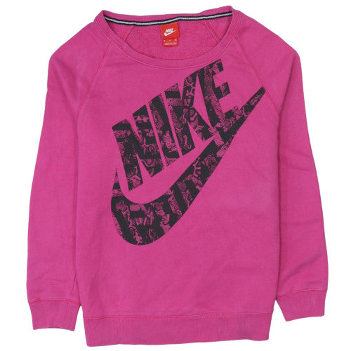 Nike Womens Pink Crew Neck Logo Pullover Sweatshirt M