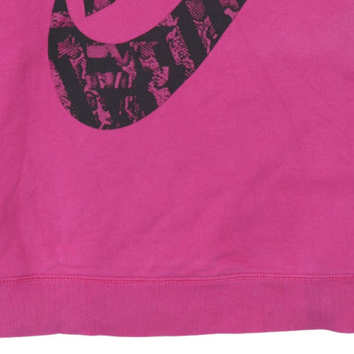 Nike Womens Pink Crew Neck Logo Pullover Sweatshirt M