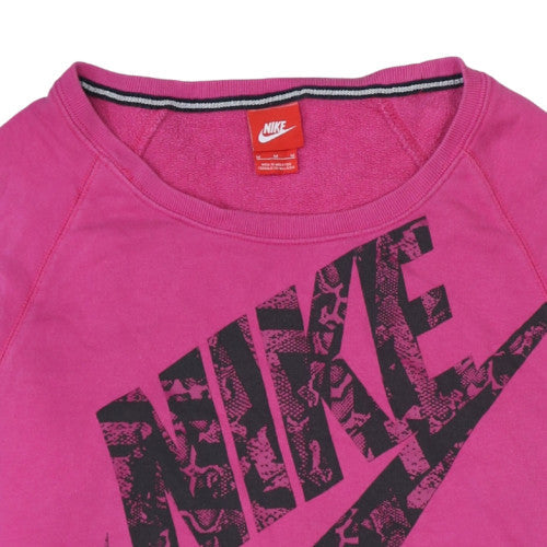 Nike Womens Pink Crew Neck Logo Pullover Sweatshirt M