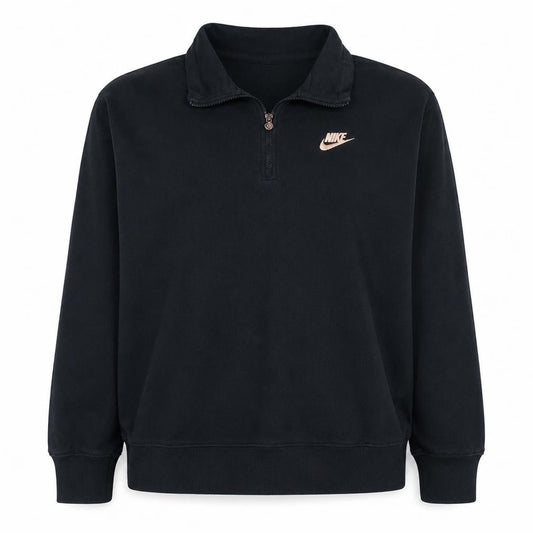 Front view of Nike Women's Black 1/2 Zip Oversized Fit Sweatshirt M