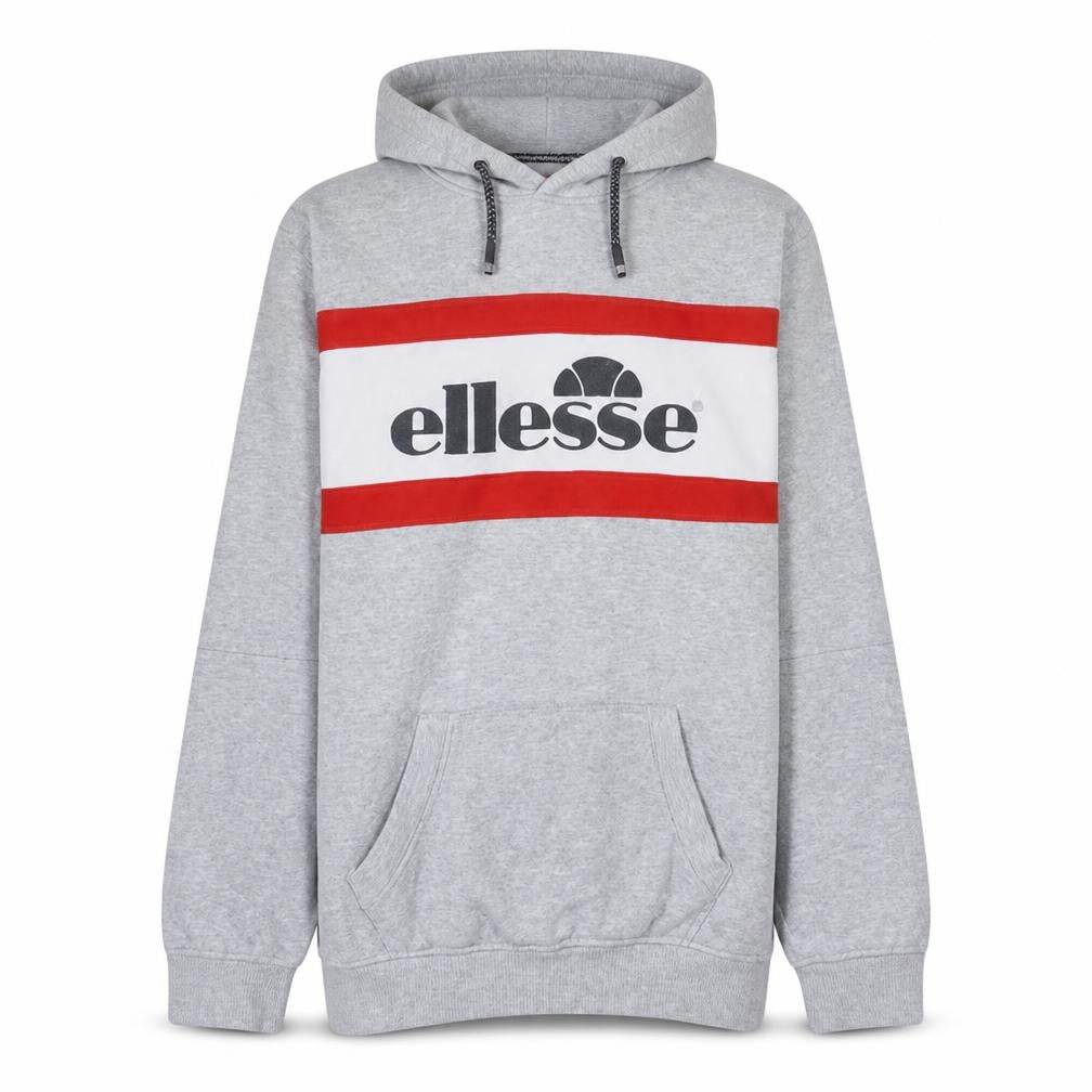 Front view of Ellesse boys’ grey hoodie 16 years pullover fleece logo sweatshirt