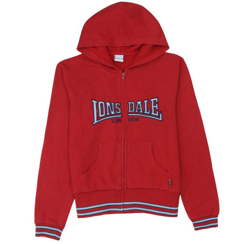 Lonsdale Boys Red Full Zip Hoodie Sweatshirt 10 Years Cotton Blend