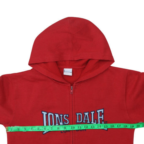 Lonsdale Boys Red Full Zip Hoodie Sweatshirt 10 Years Cotton Blend