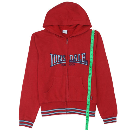Lonsdale Boys Red Full Zip Hoodie Sweatshirt 10 Years Cotton Blend