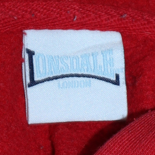 Lonsdale Boys Red Full Zip Hoodie Sweatshirt 10 Years Cotton Blend