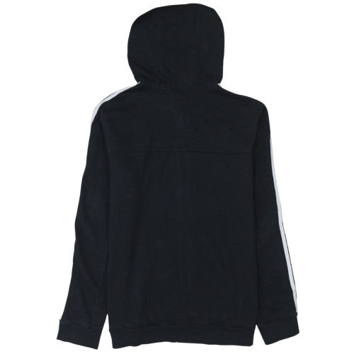Adidas Women Black Full Zip Hoodie L 16-18 Classic 3 Stripe Design