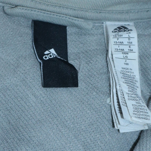 Adidas Boys Grey Full Zip Track Jacket Size 13-14 Years