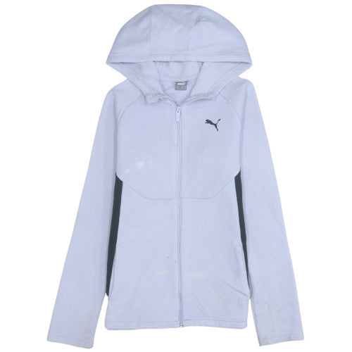 Puma Girls White Full Zip Hoodie 15-16 Years Sportswear Cotton Blend